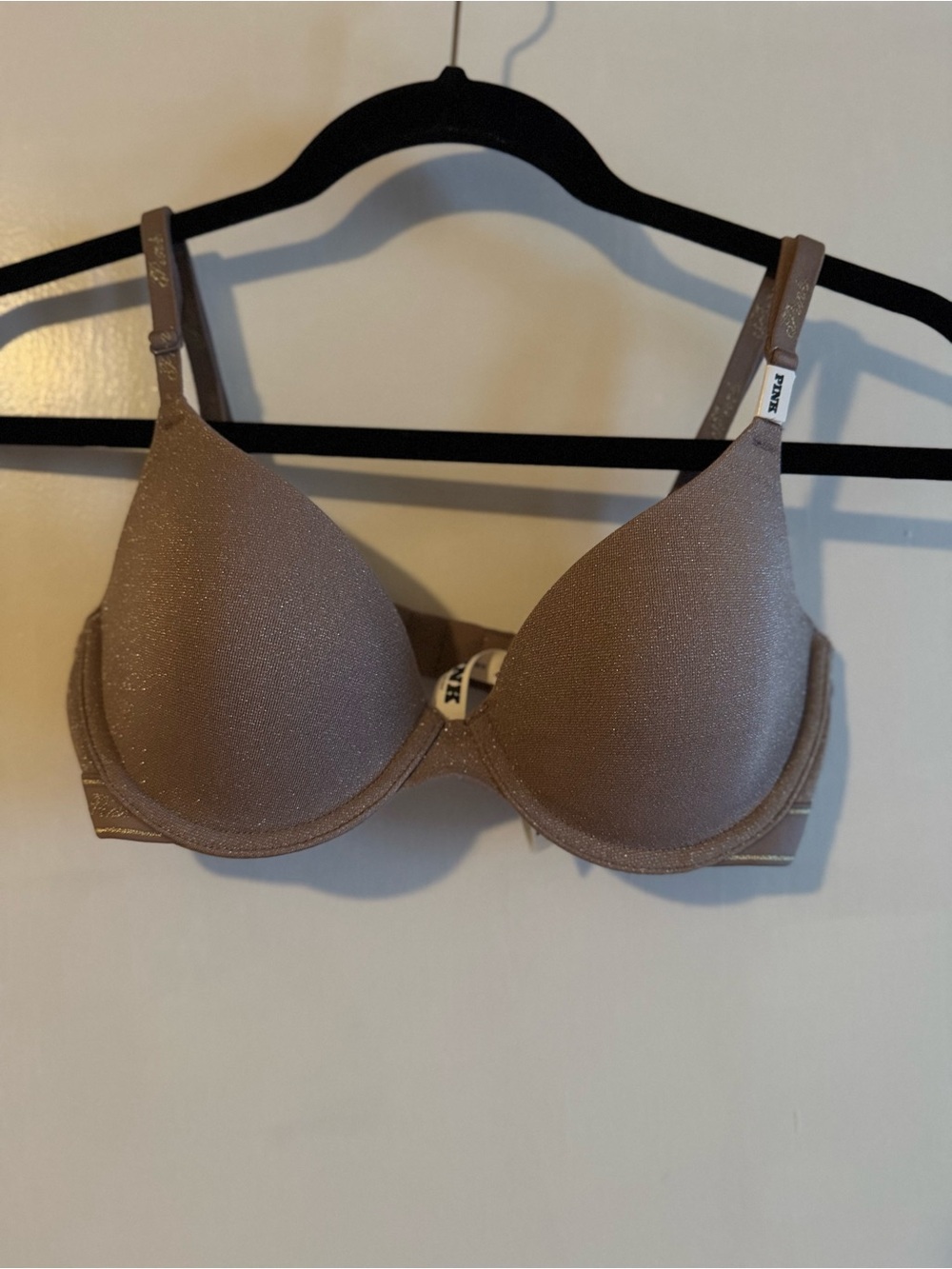 NWT Victoria's Secret PINK Wear Everywhere Lightly Lined T-Shirt Bra shimmer